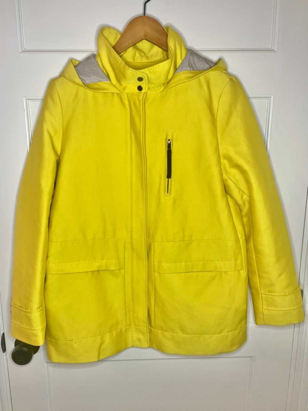 Zara‎ Women’s Hooded Parka Yellow with Black Check interior size M